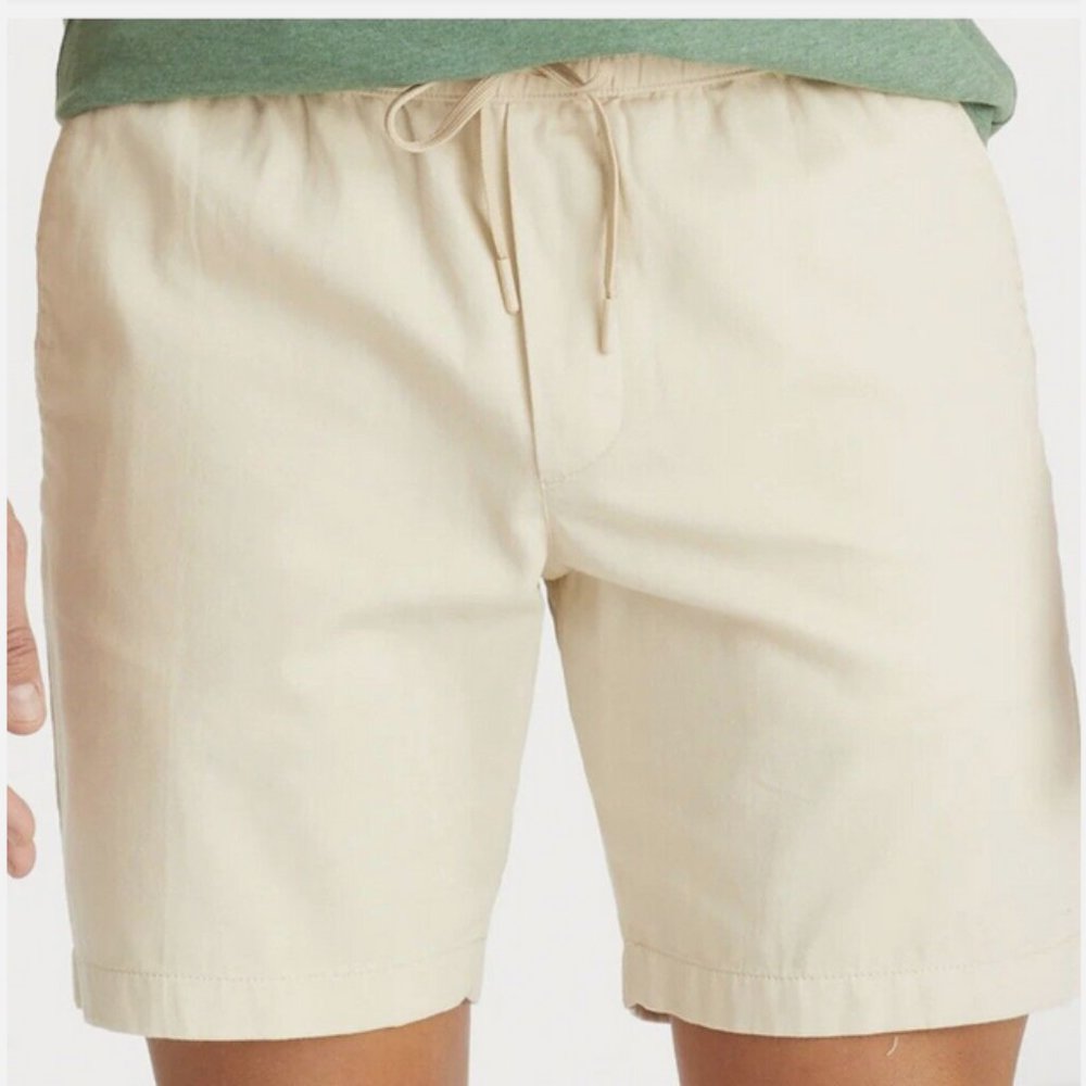 UNTUCKit Men's Whitley Drawstring Shorts Size XL Tan Khaki  Cotton Linen